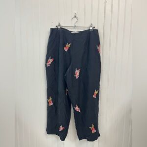 SLB Stylish Black silk Embroidered cocktail Pants
